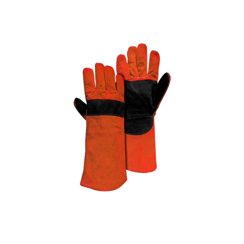 GUANTE DE CUERO SOLDADOR NARANJO NEGRO STEELPRO