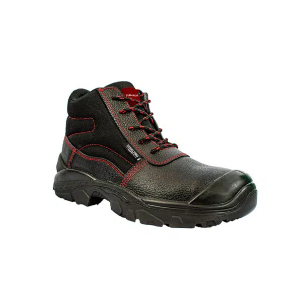 Vista lateral del zapato de seguridad Steelpro Full Plus con puntera de acero y diseño ergonómico.
